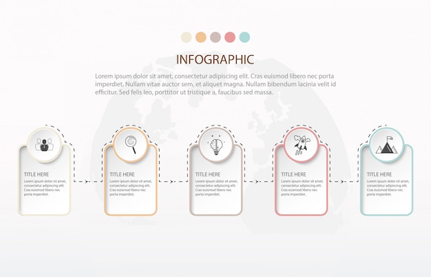 Infografía moderna de cinco pasos.