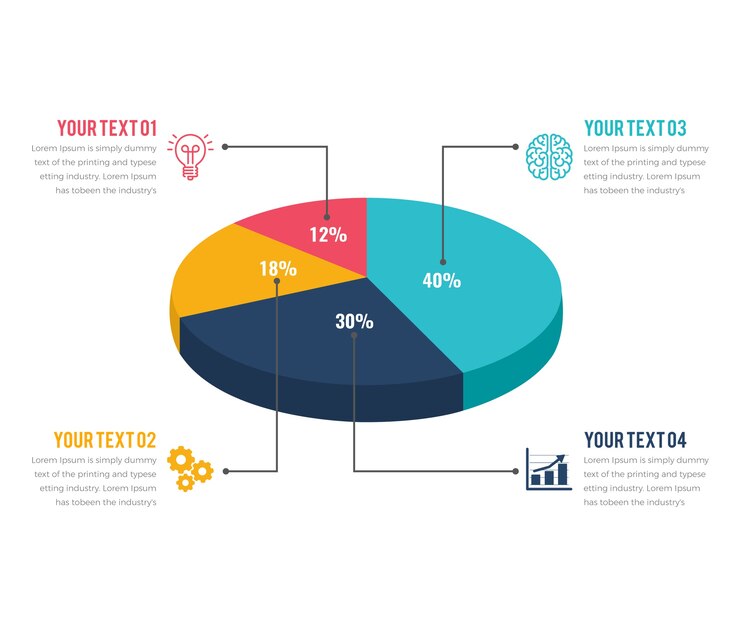 Vector infografía moderna del gráfico de sectores 3d