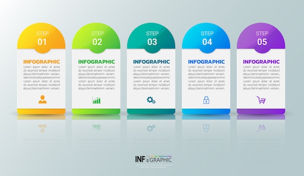 Infografía moderna de negocios 5 pasos