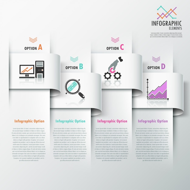 Infografía moderna opciones banner con cintas