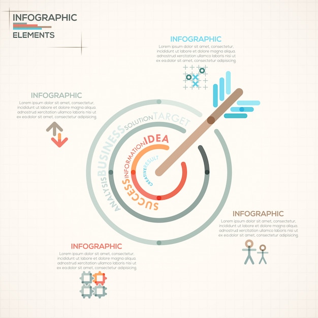 Infografía moderna opciones banner con colorido objetivo