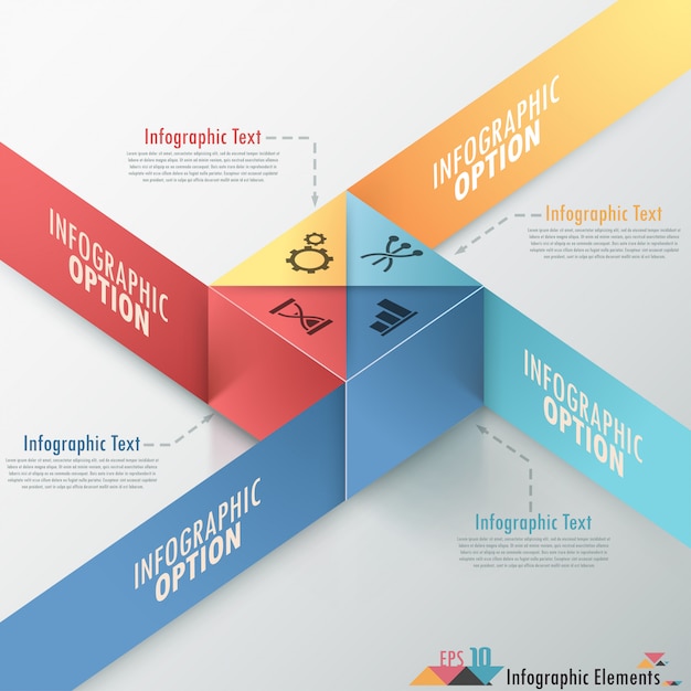 Infografía moderna opciones banner con cubo colorido realista