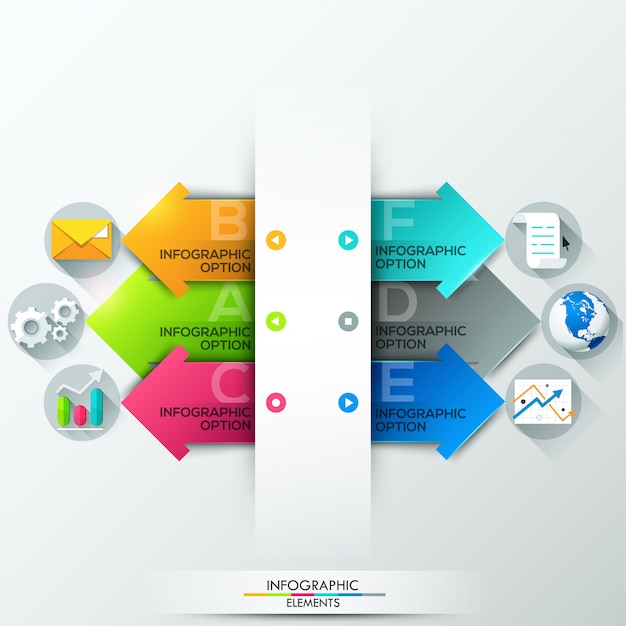 Infografía moderna opciones banner con flechas de papel