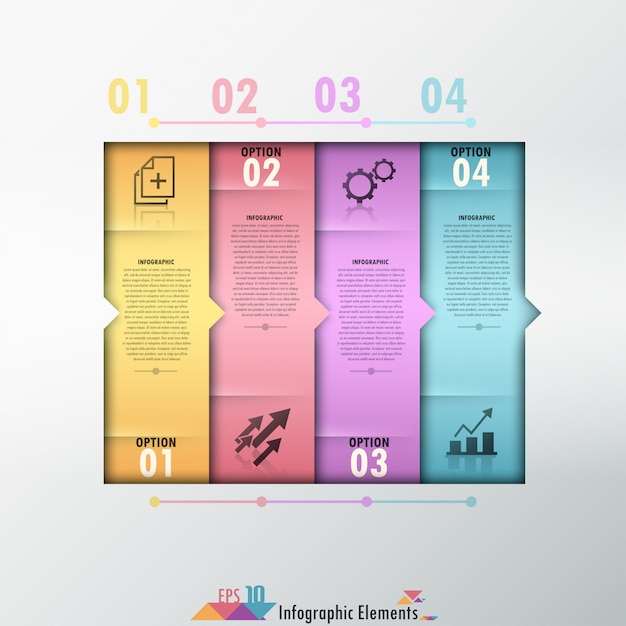 Infografía moderna opciones banner con formas coloridas