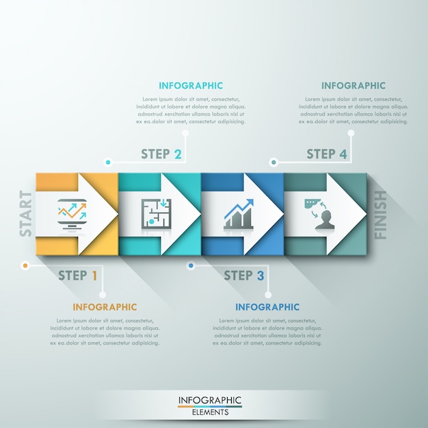 Infografía moderna opciones banner con rectángulos coloridos