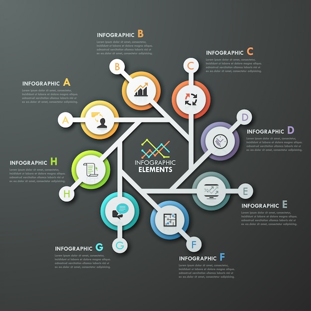 Infografía moderna plantilla de ciclo con 4 flechas de papel