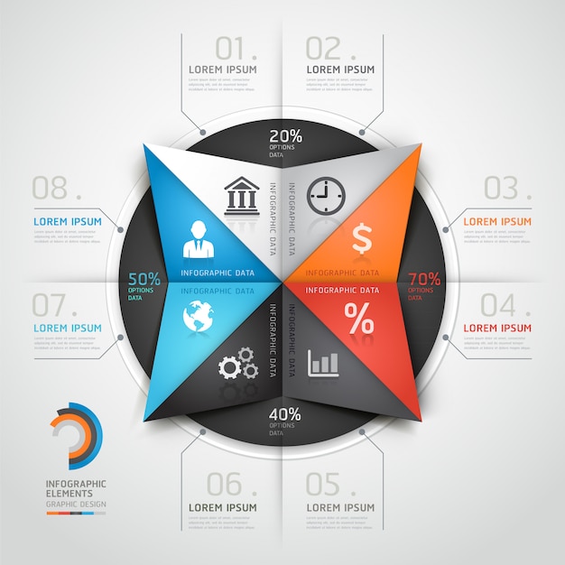 Infografía moderna triángulo de negocios estilo origami.