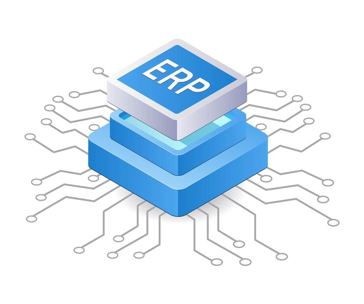 Vector infografía de negocio de desarrollo de gestión de la red erp ilustración 3d isométrica plana