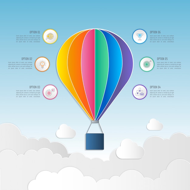 Vector infografía de negocios con 6 opciones.