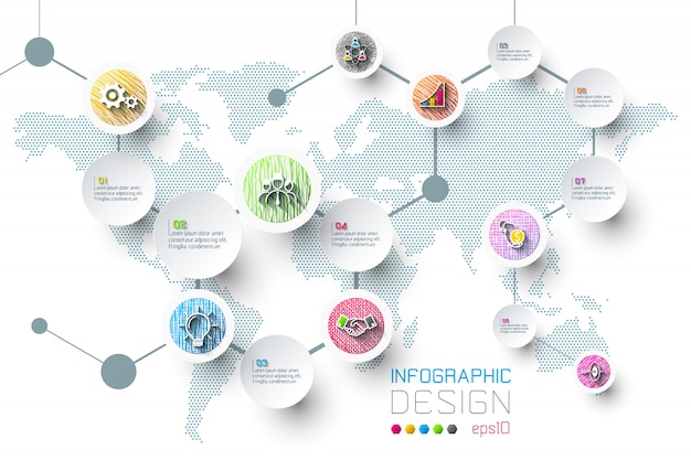 Infografía de negocios con 8 pasos.