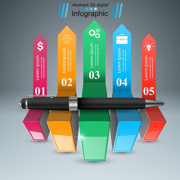 Infografía de negocios con un bolígrafo