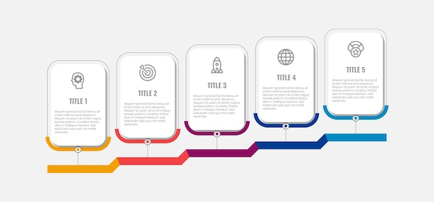 Infografía de negocios cinco pasos para la presentación intensificar la ilustración de vector de infochart