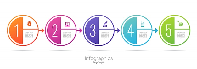 Vector infografía de negocios de cinco pasos.