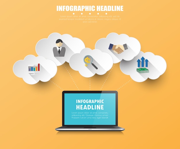 Infografía de negocios con conjunto de iconos. ilustración.