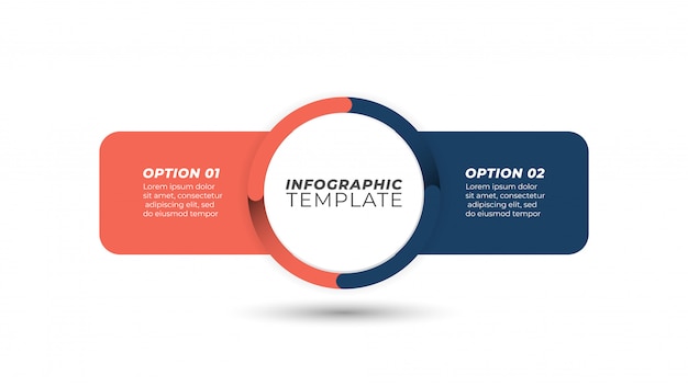 Infografía de negocios diseño creativo con 2 opciones, concepto de idea principal de círculo. modelo.