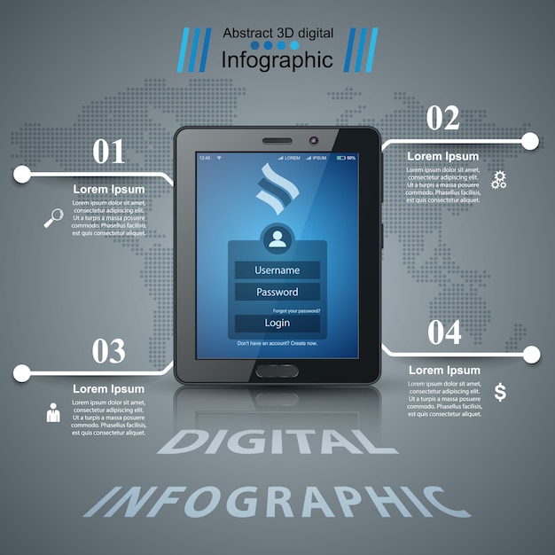Infografía de negocios. Icono de la tableta digital