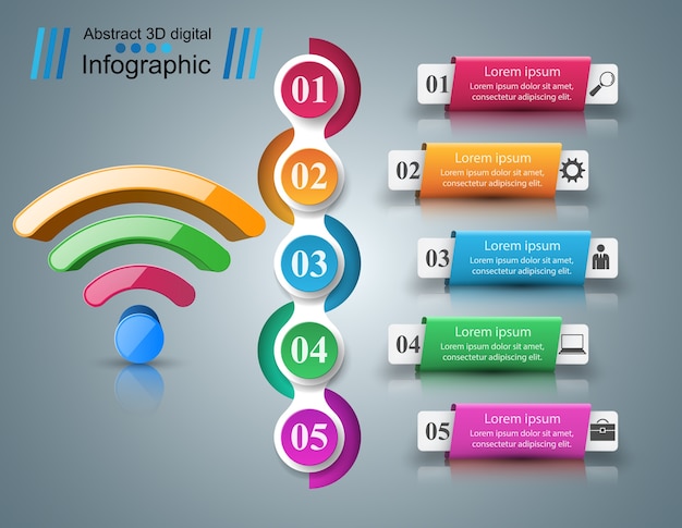 Infografía de negocios. Icono de Wi-Fi