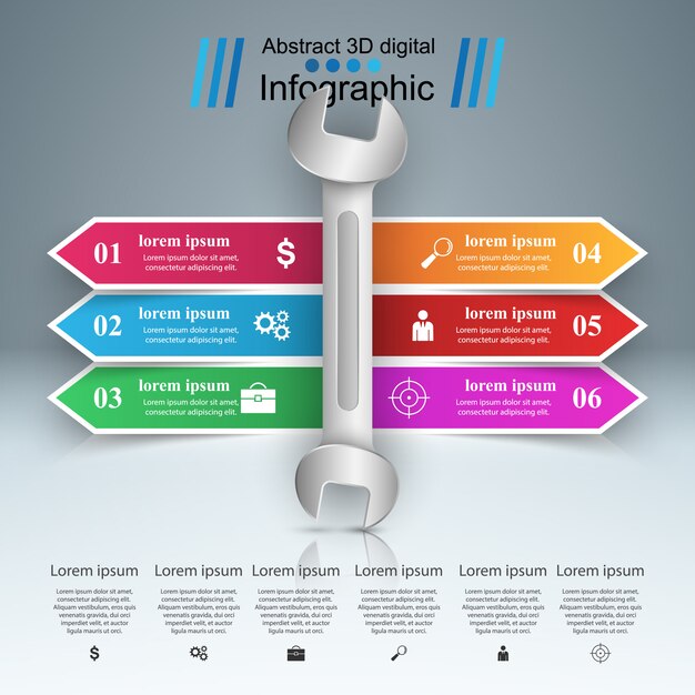 Infografía de negocios de llave inglesa