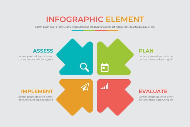 Vector infografía de negocios moderna con elemento de flecha