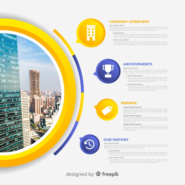 Infografía de negocios moderna con foto