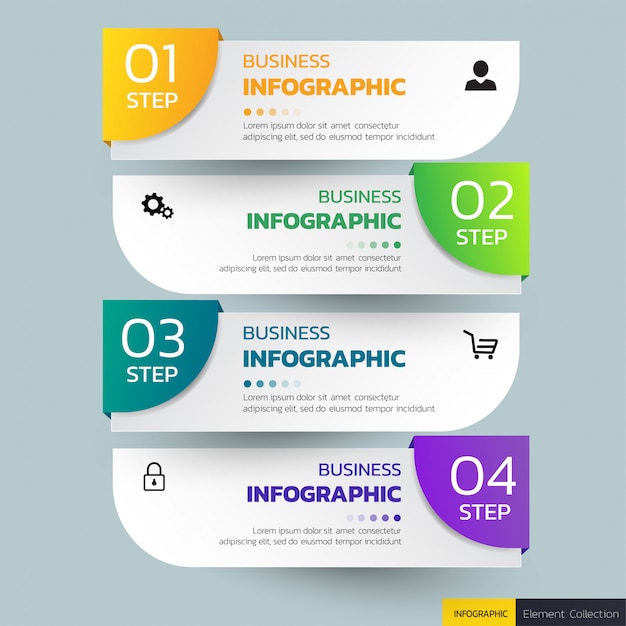 Infografía de negocios plantilla de 4 pasos