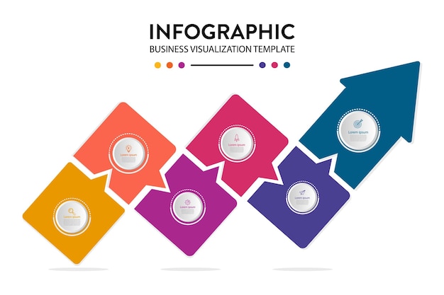 Infografía de negocios Una plantilla de visualización colorida con 6 pasos Viaje de proceso Diagrama de flecha