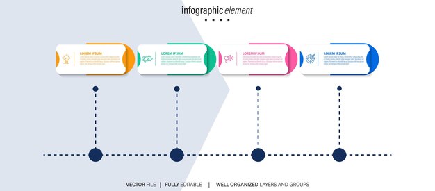 Infografía de negocios simple para la plantilla de línea de tiempo de hitos de la compañía Fácil de usar para su sitio web o
