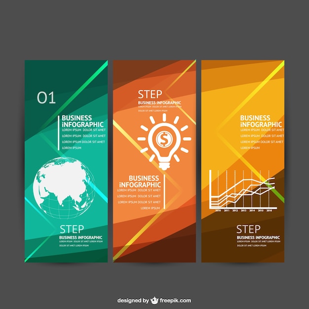Infografía de negocios en tres pasos
