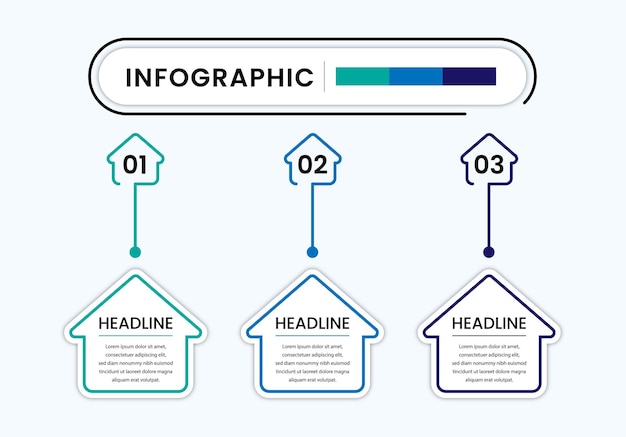 Vector infografía de negocios en tres pasos