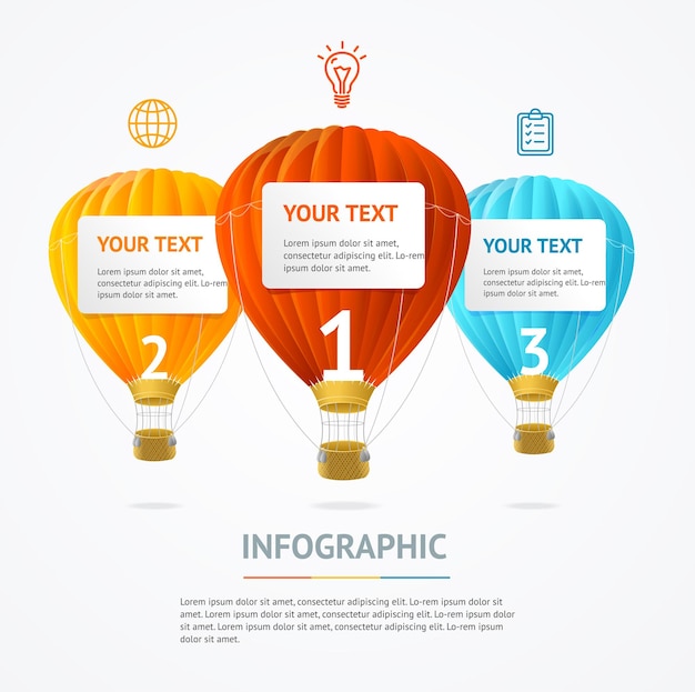 Infografía de negocios vector de tarjeta de banner de aire caliente