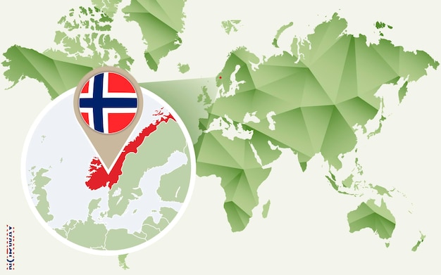 Vector infografía para noruega mapa detallado de noruega con bandera