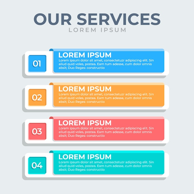 Vector infografía de nuestros servicios de diseño plano.