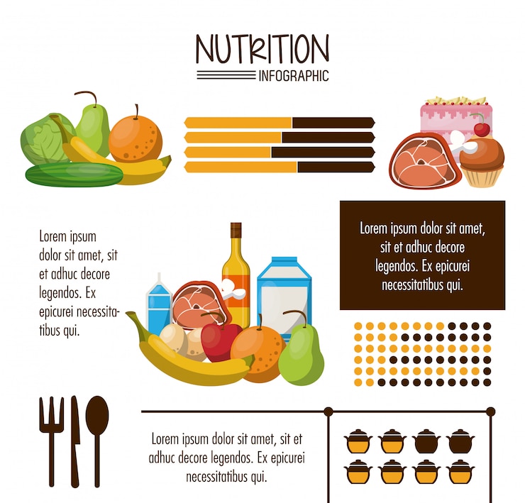 Vector infografía de nutrición y alimentos