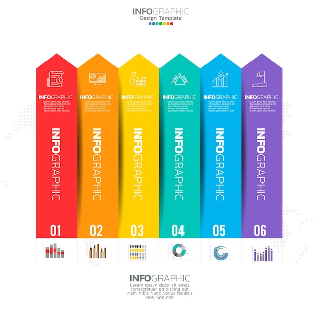 Infografía con opciones de 6 pasos partes pasos o procesos