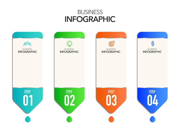 Infografía Opciones de proceso de negocio o acciones de plantilla de infografía de pasos
