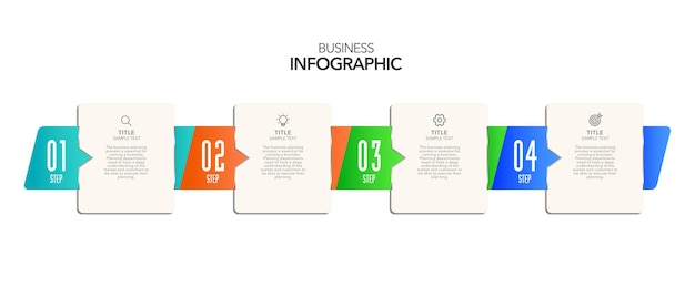 Infografía Opciones de proceso de negocio o acciones de plantilla de infografía de pasos