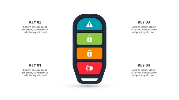 Infografía oscura creativa con plantilla de 4 elementos para web en una presentación de negocios de fondo negro