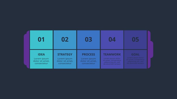Vector infografía oscura creativa con plantilla de 5 elementos para web en una presentación de negocios de fondo negro