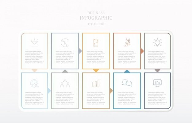 Infografía de papel colorido proceso e iconos.