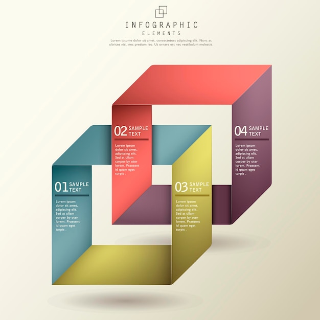 Infografía de papel origami 3d