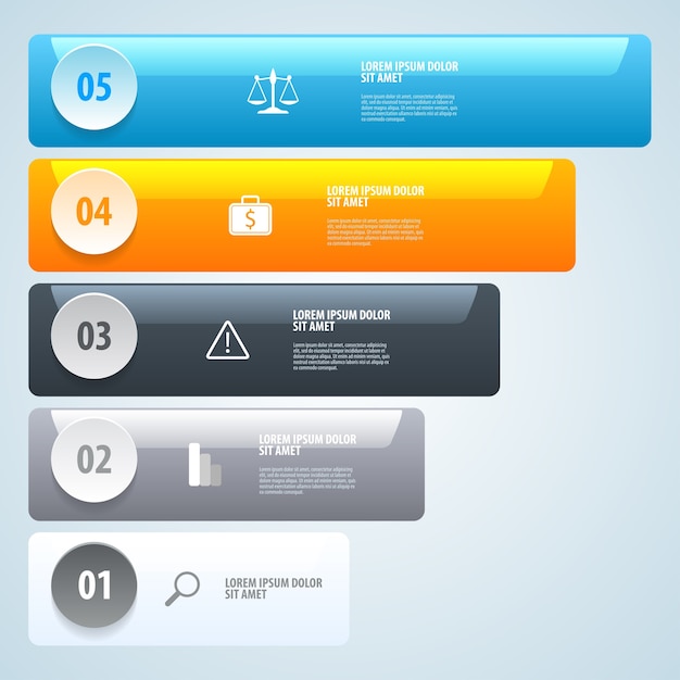 Vector infografía paso a paso. lista de opciones. .