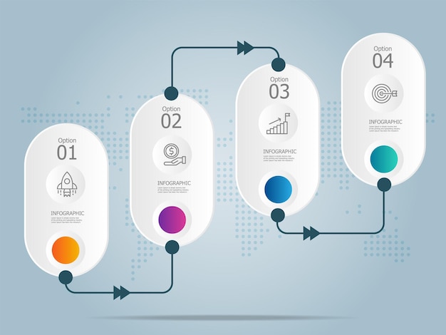 Infografía de pasos de línea de tiempo horizontal