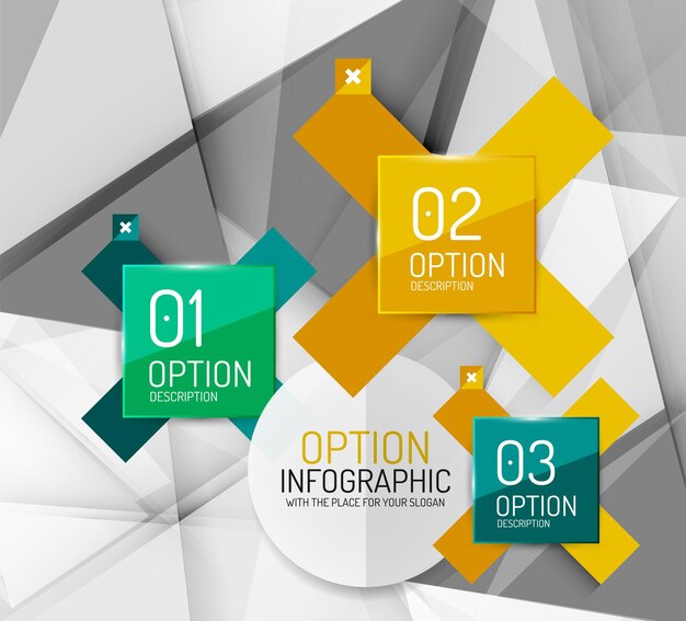 Infografía de pasos de opciones geométricas de negocios