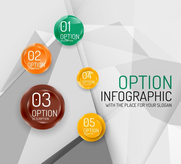 Infografía de pasos de opciones geométricas de negocios