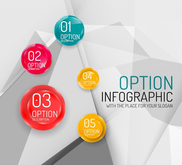 Infografía de pasos de opciones geométricas de negocios