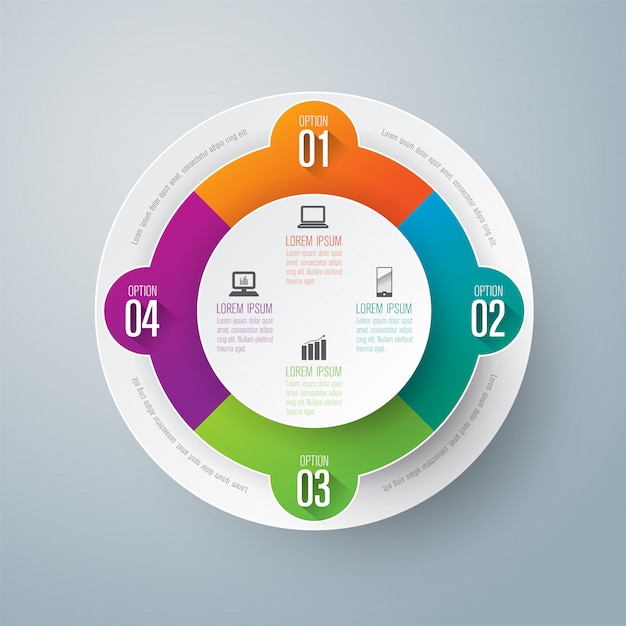 Vector infografía con pasos y opciones.