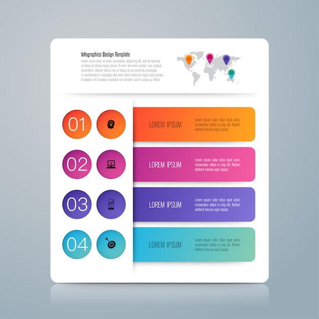 Vector infografía con pasos y opciones.