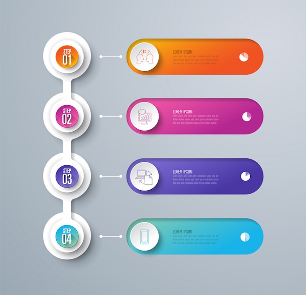 Vector infografía con pasos y opciones.