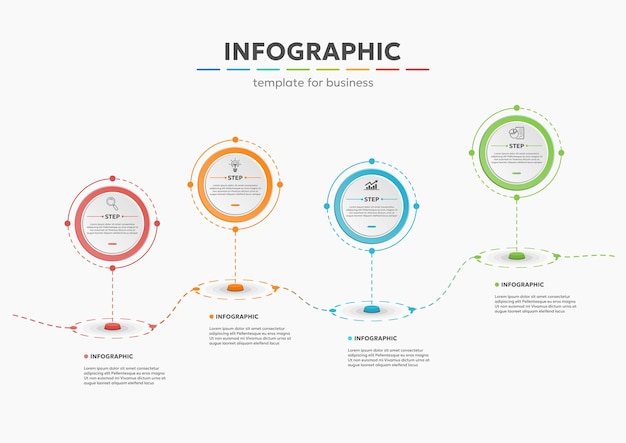 Vector infografía pasos plantilla presentación de negocios concepto diagrama de línea de tiempo vectorial