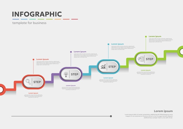 Vector infografía pasos plantilla presentación de negocios concepto diagrama de línea de tiempo vectorial